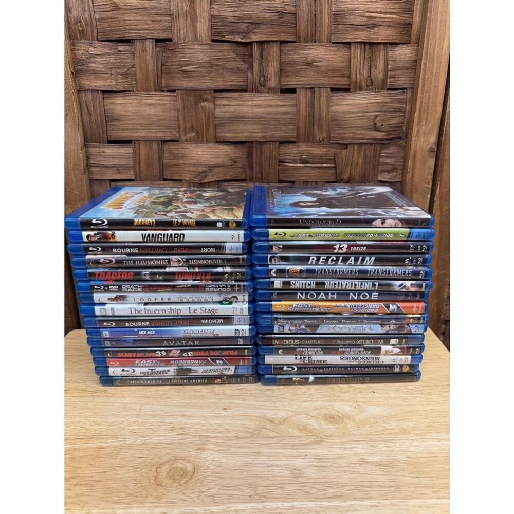 Blu-ray Movie Collection Stack of 30